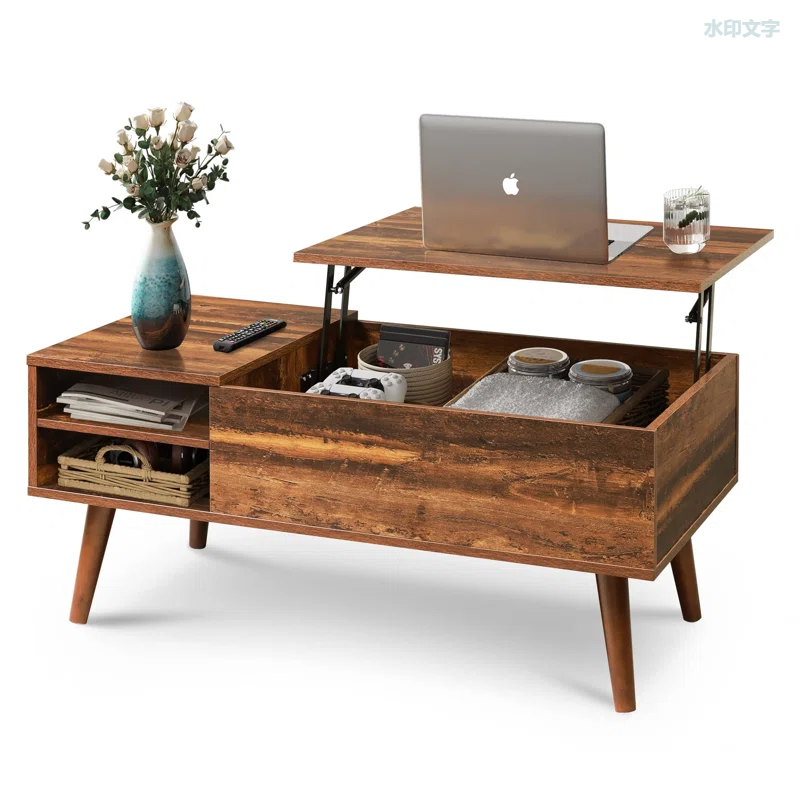 Mesa de centro para ordenador, mesa de té con patas de madera Vintage, Retro, rústico, antiguo y moderno, extensible