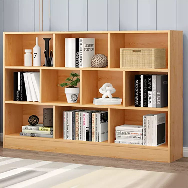 Estante para libros de madera multifuncional de diseño Simple, estantería negra y de roble con armario para sala de estar