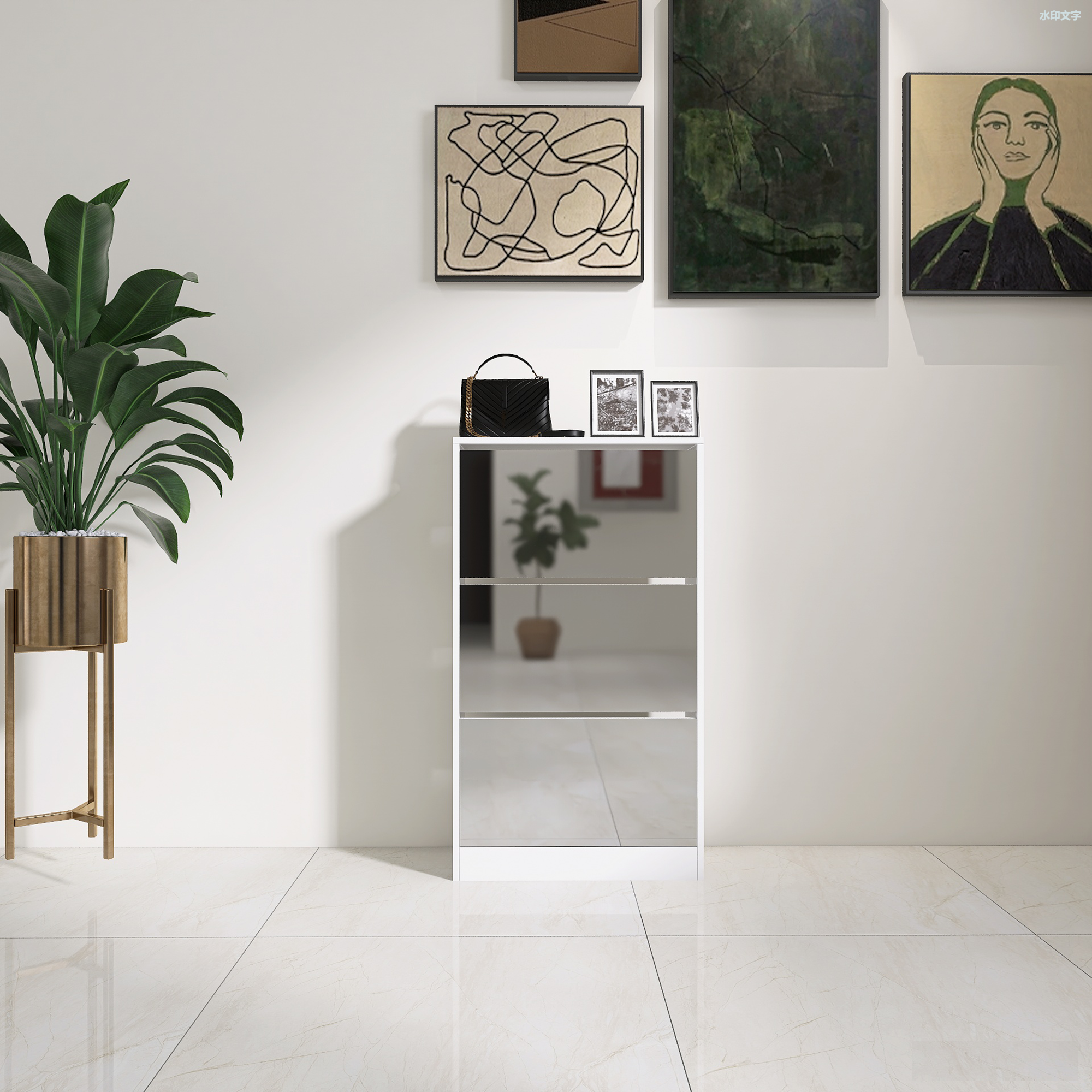 Zapatero y gabinete plegables verticales de tres capas, muebles de sala de estar para el hogar, precio al por mayor, de alta calidad, con espejo