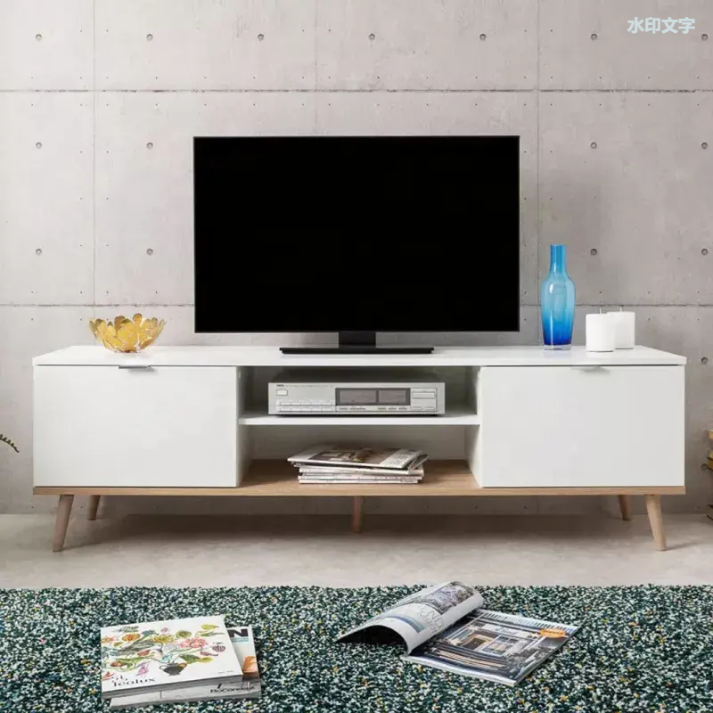 Muebles de sala de estar blancos, soporte de TV moderno de Mdf de madera de lujo barato