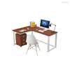 Escritorio esquinero blanco con almacenamiento, escritorio de oficina, escritorio esquinero en forma de U para oficina en casa, escritorio en forma de L