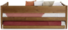 Cabecero de panel Mid-Century con listones de madera maciza, sofá cama doble con cama nido