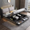 Juego de dormitorio con estructura doble King Size, muebles de madera de lujo modernos, cama de almacenamiento con luz