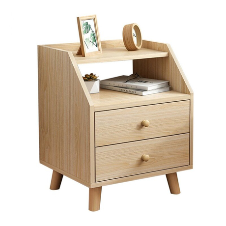 Mesita de noche de lujo de madera maciza moderna de diseño nórdico, mesita de noche con 2 cajones